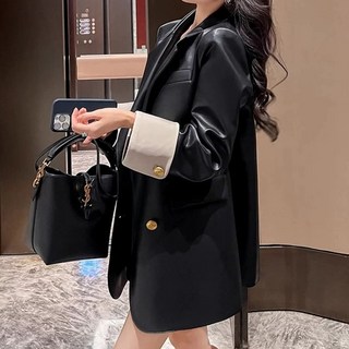 ViVEMO 女款 Creatine 寬鬆版西裝皮革夾克 08619