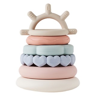 PLAYMAX 嬰幼兒矽膠堆疊套圈組, 1套, 混合色