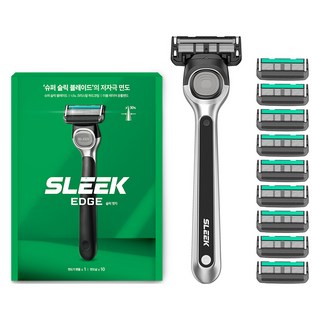 Slick Edge刮鬍刀, 1個, 刮鬍刀柄 (1入) + 刮鬍刀片 (10片)