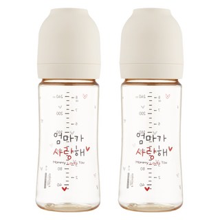 Haenim 喜臨 嬰幼兒用 Nothing All-in-one PPSU 媽媽愛你奶瓶雙瓶組, 250ml, 2個, 奶油白