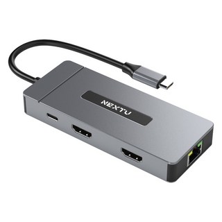 Nextu 7 合 1 雙 HDMI C 型 USB 多集線器 NEXTU-2371TCH-DUAL, 銀色, 1個