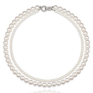 HAESOOL 海秀兒 女性用 92.5 SILVER 雙層珍珠項鍊 ALL-SW-N-48 + 購物袋