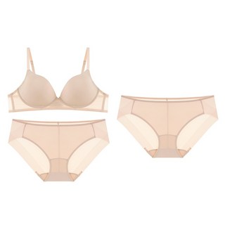 Glam Lady 自然貼合無鋼圈豐胸無痕女性內衣 胸罩1件 + 內褲2件套組