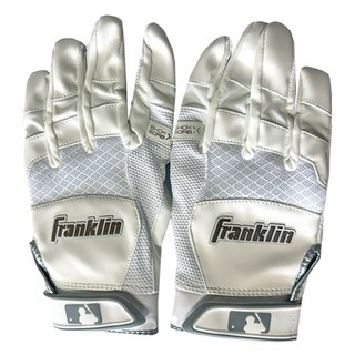 Franklin SHOK-SORB 打擊手套 雙手用 20945F1, 1套, 白色 + 鉻色