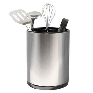 UH홈데코 회전식 스텐 조리도구통, 블랙 + 실버, 1개
