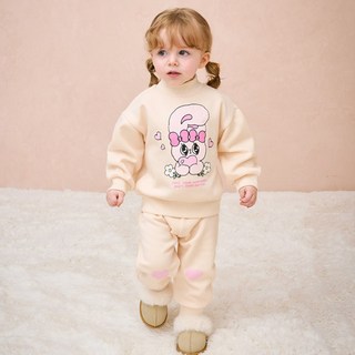milkmile 女童Esther Bunny可愛愛心刷毛上下裝套組