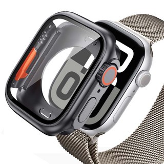 ZELSEN Apple Watch 兼容 Ultra 變身 全包覆一體式 9H 鋼化玻璃保護殼 46mm, 太空灰, 1個