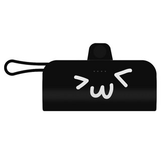 웨이브스튜디오 FACE EMOJI 미니 도킹 일체형 10W 보조배터리 5000mAh 애플8핀 / C타입 케이블, 블랙 08 빅큐트, TRPB-R5-CHL