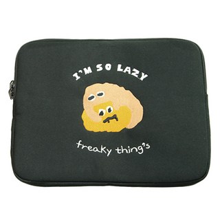 Saenghwaldeobom 可愛角色筆記型電腦平板電腦收納包 I'M SO LAZY, 1個, 黑色 - I AM SO LAZY