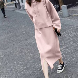 Paperments 蕾絲連帽T恤 + 開衩長裙套裝 12912