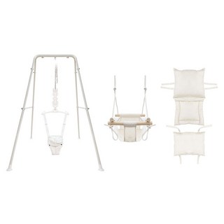 lalabi 優質嬰兒款擺盪椅基本款座椅+鞦韆+智慧鞦韆坐墊組, 瑪麗白(基本座椅), 象牙白(鞦韆), 鞦韆坐墊(奶油色), 1套