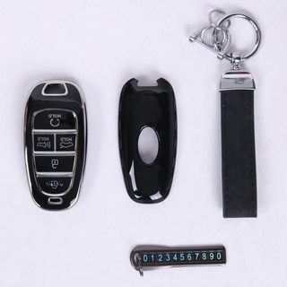 Urbancar 高級系列智能鑰匙全包覆鑰匙殼套組, 現代 5按鈕 A, 黑色 銀色