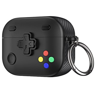 Gojibi Bibipai AirPods 碳纖維搖桿鎖定按鈕保護殼, AirPods Pro 2, 1個, 黑色