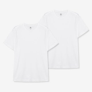 BASIC HOUSE 男女通用 Essential 圓領透氣短袖T恤 2件組 WATS0102, 白色 + 白色