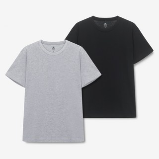 BASIC HOUSE 男女通用 Essential 圓領透氣短袖T恤 2件組 WATS0102, 麻灰色 + 黑色