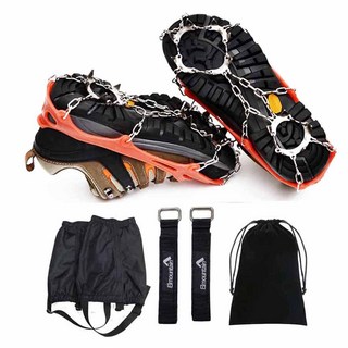 Elmountain 23爪鏈條冰爪 + 綁帶 + 綁腿 套組, 橘色