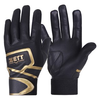 ZETT 棒球打擊手套 雙手穿戴組 BGK-355, 1套, 黑色 + 金色
