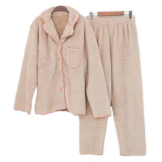 GLAM GONGGAM 女款Dung-i冬季絨毛長袖睡衣上下套裝