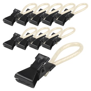 어썸굿즈 다용도 걸이형 캠핑 스텐 클립 집게, 블랙 + 화이트, 10개, 1단