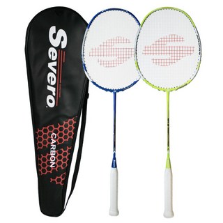 세베로 풀카본 폰테80파워 배드민턴 라켓 2p + 블랙 풀커버, 블루, 라임, 1세트