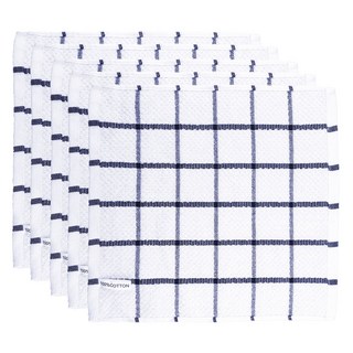 씨오브비 순면 사각 와플 주방걸레 행주 체크블루, 5개