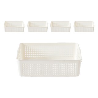 HOMZ 브리다 국내 제조 팬트리바구니 3호, 크림화이트, 5개