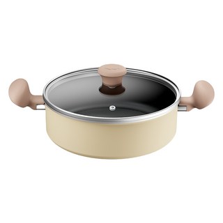 Tefal 特福 電磁爐適用鈦花雙耳鍋, 24cm, 1個, 米色