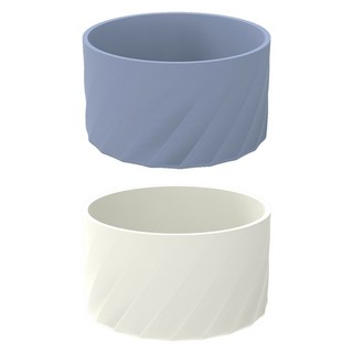 生活與廚房 矽膠隨行杯保護套 Stanley相容 7cm + 尺寸可調束帶組, 米色 + 海軍藍, 2套