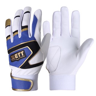 ZETT 棒球打擊手套 雙手穿戴組 BGK-351, 1套, 白色 + 藍色