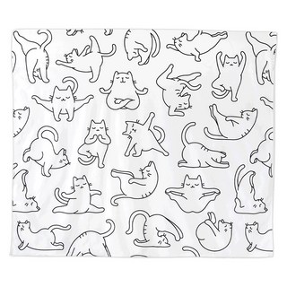 HEAVENSENSE 貓咪療癒布藝海報, 瑜珈貓