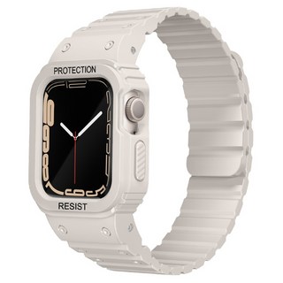 아이몰 애플워치 케이스 일체형 마그네틱 스트랩, 크림, 1개
