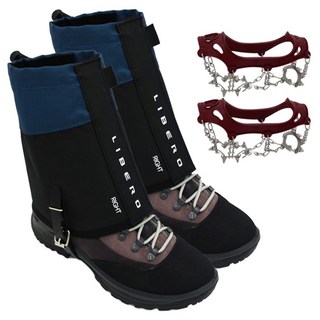 LIBERO 鏈條13爪冰爪 + 短版綁腿套組, 紫色 + 海軍藍