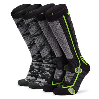 Tesla運動滑雪襪 2雙組 TM-MZS83, 霓虹黑+迷彩黑