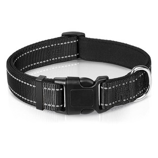 럭키페터 강아지 야간 빛반사 웨빙 목줄, 블랙, 1개