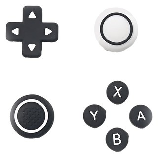 HOHOO 任天堂 Switch Lite 矽膠搖桿帽 + 按鍵帽套組, 黑色, 1套, 單一商品