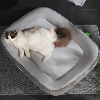 딩동펫 반려동물 딥슬립 타원형 방석 쿠션, 그레이, 1개