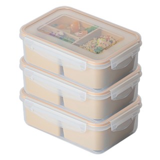 나누담 나눔 반찬통 밀프랩 2+1칸 밀폐용기 1100ml, 3개, 단품