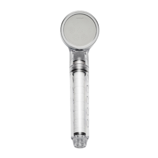 BODYLUV 純淨完美蓮蓬頭, 節水設計, 增強水壓, 提升水質, 透明外殼, 1個, 銀色 + 透明色