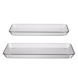 方形託盤 2件組, 1套, 透明