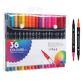 圓形彩色軟毛麥克筆 書法雙頭水彩筆, 36色, 1個