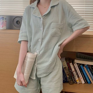 Eolipeul 女性涼感夏季居家服短袖睡衣上下套裝