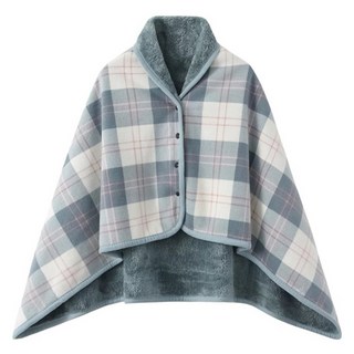 극세사 똑딱이 체크 망토 담요