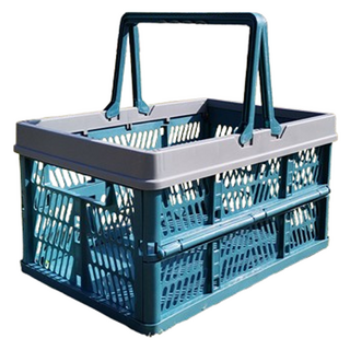 Rediello 露營野餐手提可摺疊式摺疊籃 37.5 x 24 x 20 cm, 1層, 1個, 藍色