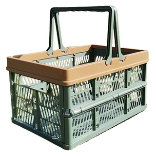 Rediello 露營野餐手提可摺疊式摺疊籃 37.5 x 24 x 20 cm, 1層, 1個, 綠色