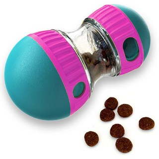 포우타운 강아지 고양이 간식 사료 볼 노즈워크 공 땅콩 장난감, 핑크 믹스, 1개