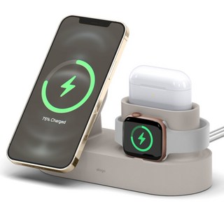 elago MagSafe AirPods Apple Watch 3合1矽膠立式充電座, 石色, 1個
