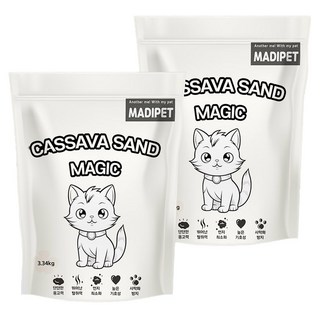 메디펫 고양이 카사바 모래, 3.34kg, 2개, 무향