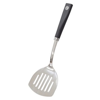 Kitchen Blooming 不鏽鋼304寬版煎魚鏟, 黑色, 1個