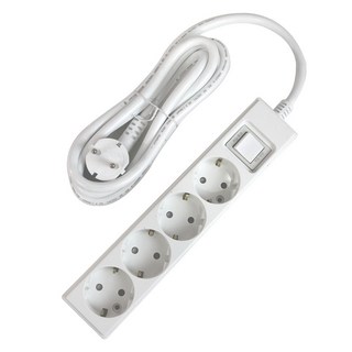 One Stop 移動式多孔插座 4孔, 白色, 1個, 2m