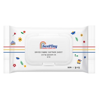 SwellDay 烘乾機用衣物柔軟香氛紙 花市 正裝, 80枚入, 1個